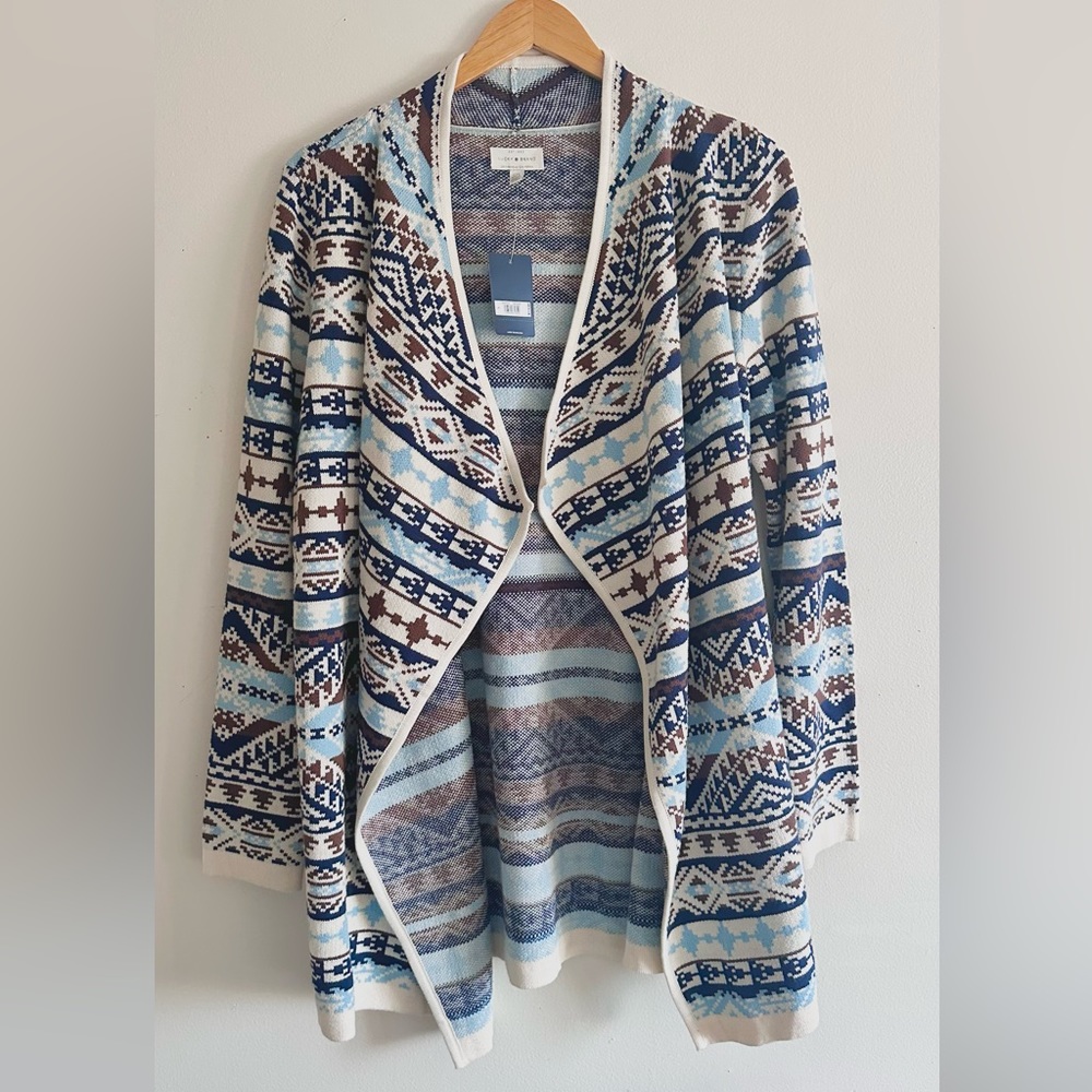 NWT Lucky Brand Open-Front Aztec Print Cardigan